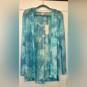 Rachael Zoe 100% Linen Blue Tie-Dye Open Cardigan New!